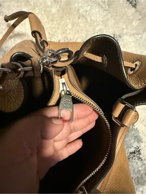 Louis Vuitton Tan Leather Bucket Tote with Silver Hardware